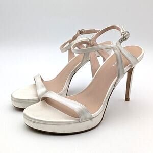 Stuart Weitzman Bandeau Stiletto Sandals Women's White Size US9B EU39.5